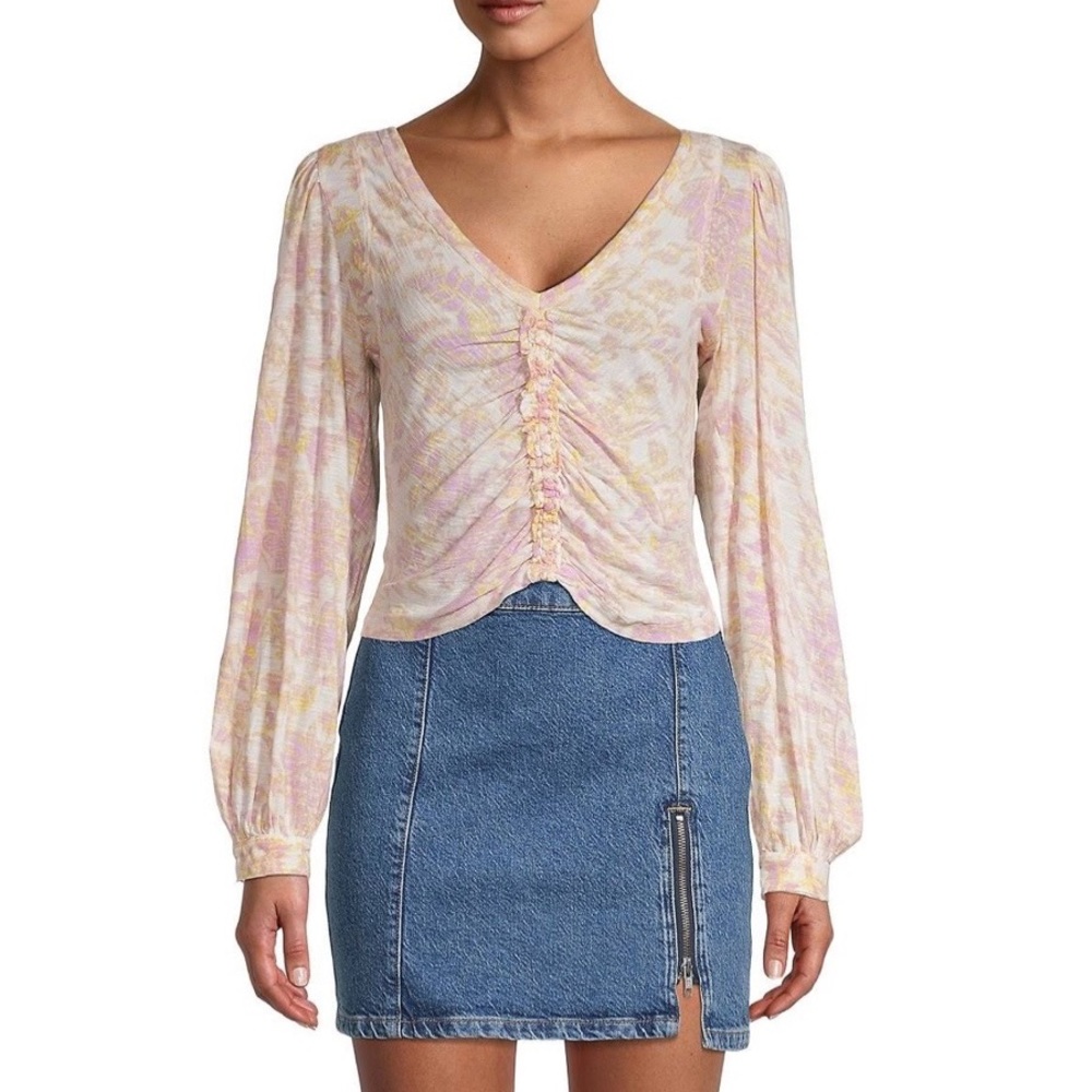 Free People Say The Word Ruched Long Sleeve Tee